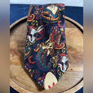 Vintage Looney Tunes Mania Paisley Print Tie